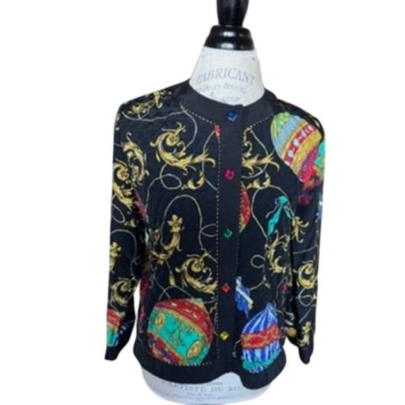 Vintage Around Town Quilted Front Jeweled Black/Red 14 - Picture 3 of 10